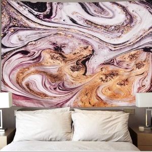 Liquid Gold Marble Swirl Tapestry